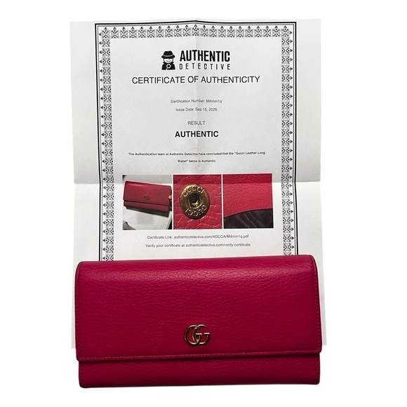 Gucci GG Marmont Calfskin Pebbled Leather Hot Pink Barbie Continental Wallet - Picture 13 of 15